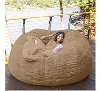 Housse De Chaise De Sac De Haricots Géant Housse De Canapé Doux Et Confortable Fourrure Moelleuse Sac De Haricots Lit Housse De Canapé Paresseux Canapé Inclinable Housse De C, Khaki, Queen