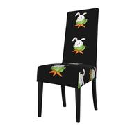 Housse de Chaise de Salle à Manger Amovible HJFCZH Chou Rouleaux Petit Lapin Blanc Imprimés Doux et Confortable, Protège Chaises pour Salon, Table à Manger et Cuisine