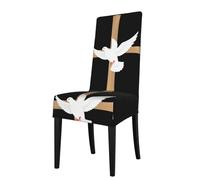 Housse de Chaise de Salle à Manger Amovible WHJSHOP Blanc Colombe Sous La Croix Doux Confortable pour Maison Hôtel Banquet Banquet Conférence Cérémonie Décor