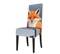 Housse de Chaise de Salle à Manger Amovible WHJSHOP Fox Neige Doux et Confortable pour Maison Hôtel Mariage Banquet Conférence Cérémonie Décor