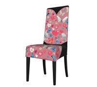 Housse de Chaise de Salle à Manger Amovible WHJSHOP Love Cœurs et Papillons Imprimés Doux Confortable pour Maison, Hôtel, Banquet de Mariage, Banquet, Conférence, Cérémonie Décorations
