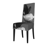 Housse de Chaise de Salle à Manger Amovible WHJSHOP Noir et Blanc Silence Image Doux Confortable pour Maison Hôtel Mariage Banquet Conférence Cérémonie Décor