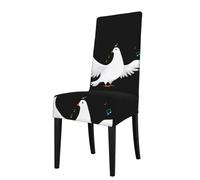 Housse de Chaise de Salle à Manger Amovible WHJSHOP Singing Blanc Colombe Blanche Doux Confortable pour Maison, Hôtel, Banquet de Mariage, Banquet, Conférence, Cérémonie Décorations