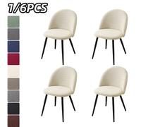 Housse de chaise de salle à manger en Jacquard, incurvée, couleur Pure, bec de canard, extensible, courte, pour siège arrière, pour salon, 1/6 pièces A8 Bleu marine