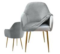 Housse de chaise de salle à manger en velours extensible avec dossier et accoudoirs incurvés, parfaites pour chaises de maquillage, sièges pivotants et configurations polyvalentes (#2, 1 pièce)