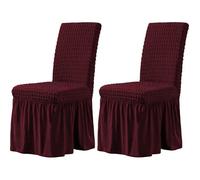 Housse de Chaise de Salle à Manger Extensible Universelle avec Jupe Protecteur de Meubles Amovible Lavable pour Accueil Cérémo[209]