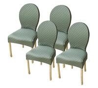 Housse de chaise de salle à manger ovale moderne dossier rond accoudoirs pieds en bois massif petite/grande taille vert haricot élégant pour décoration de la maison facile à installer