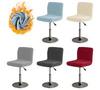 Housse de chaise de tabouret de Bar en velours épais, couleur unie, housses de chaise rotatives en peluche, en Spandex extensible, à dossier bas, pour siège de salle à manger, bleu A4 bar stool cover