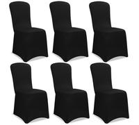 Housse de chaise DETEX - Lot de 6 - Tissu stretch opaque et infroissable - Amovible - Mariage fête réception - Noir