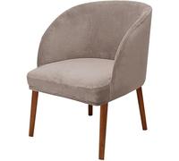 Housse De Chaise Dossier Arrondi Velours Extensible Housse De Chaise Salle À Manger Couvre De Fauteuil Wingback Amovible Lavable Protège-Chaise Décoration(Light Khaki,Set of 2)