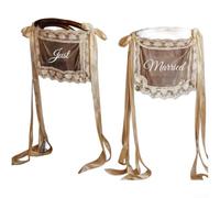 Housse de Chaise en Dentelle 2PCS pour Mariage Housse de Chaise(Beige) | Dentelle élégante, motif brodé romantique, pour idéal mariage, 2 , fixation par rubans