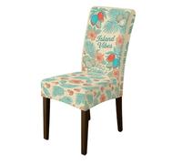 Housse de chaise en noix de coco pour chaises de salle à manger, cuisine, bureau, conférence - Motif tropical décontracté - Bleu sarcelle - Spandex