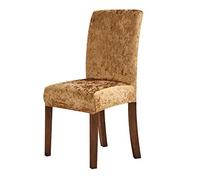 Housse de chaise en velours écrasé, élastique en élasthanne pour salle à manger, cuisine, banquet, doré, 4 pièces