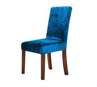 Housse de chaise en velours écrasé élastique pour salle à manger, cuisine, banquet, bleu sarcelle, 4 pièces