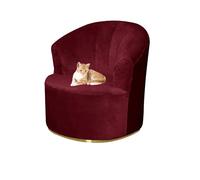 Housse de chaise en velours élastique, housse de canapé ronde extensible avec accent, protection de fauteuil mi-cylindre, coupe universelle, rouge