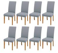 Housse de Chaise Extensible, 8 Pièces Housses de Chaise de Salle à Manger, Housse Chaise Extensible, Couverture de Chaise Facile à Nettoyer pour Décor Salle à Manger Hôtel Restaurant (Gris Clair)