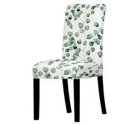 Housse de Chaise Feuilles Vertes Blanches Housse de Chaise Salle à Manger Spandex Extensible House de Chaise à Manger Amovible Lavable Housses de Chaises Universel pour Mariage,Cuisine 4 Pièces