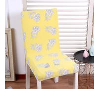 Housse de Chaise Fleur Blanche Jaune Housse de Chaise Salle à Manger Spandex Extensible House de Chaise à Manger Amovible Lavable Housses de Chaises Universel pour Mariage,Cuisine 4 Pièces