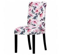 Housse de Chaise Fleur Blanche Rose Housse de Chaise Salle à Manger Spandex Extensible House de Chaise à Manger Amovible Lavable Housses de Chaises Universel pour Mariage,Cuisine 6 Pièces