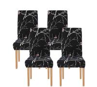 Housse de Chaise - FOLAYA - Extensible 4 Pièces - Lavable - Universelle - Fleur Noir