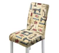 Housse de Chaise Housse de Chaise Salle à Manger Couvre Housses de Chaises | Spandex Extensible Durable Amovible Lavable Universel pour Mariage Cuisine Bureau,Rétro Beige 6 Pièces
