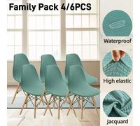 Housse de chaise imperméable, paquet familial, housse de siège fine pour salle à manger d'été, antisalissure, housse de tabouret amovible, 1/4/5/6 pièces Light Gray-2