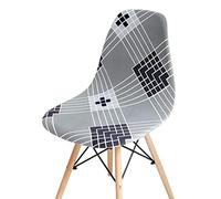 Housse de chaise imprimée pour chaise à coquille - Style patchwork nordique - Lavable - Sans accoudoirs - Pour banquet et maison