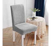 Housse De Chaise Motif De Feuilles Grises Housse De Chaise Salle À Manger pour Un Ajustement Universel, Spandex Housse Chaise,Housses De Chaise De Salle À Manger Extensible