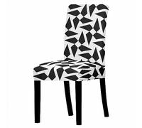 Housse de Chaise Noir Géométrique Blanc Housse de Chaise Salle à Manger Spandex Extensible House de Chaise à Manger Amovible Lavable Housses de Chaises Universel pour Mariage,Cuisine 6 Pièces
