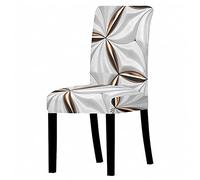 Housse de Chaise Or Blanc Abstrait Housse de Chaise Salle à Manger Spandex Extensible House de Chaise à Manger Amovible Lavable Housses de Chaises Universel pour Mariage,Cuisine 2 Pièces