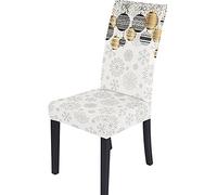 Housse de Chaise Salle À Manger 4 Pieces Noël Blanc Housse de Chaise Ajustement Universel,Couvre Chaise Facile À Nettoyer et Durable,Housse pour Chaises Hôtel,Décor de Restaurant