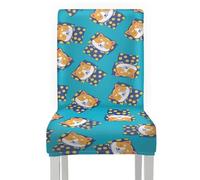 Housse de Chaise Salle À Manger Corgi Housse Chaise 6 Pièces,Extensible,Décor de Restaurant,Couvre Chaise Très Facile Nettoyer et Durable