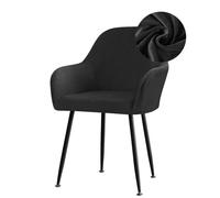 Housse de Chaise Salle à Manger Extensibles en Velours avec Dossier Incurvé Et Accoudoirs Housse de Fauteuil Pivotant Amovible Et Lavable pour Salle à Manger Mariage Fête Hôtel (Noir 4 Pièces)