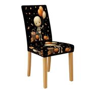 Housse de chaise squelette d'Halloween pour chaises de salle à manger, protection de siège en élasthanne, extensible et lavable, housse décorative mignonne pour fêtes de fin d'année