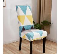 Housse de Chaise Triangle Blanc Jaune Housse de Chaise Salle à Manger Spandex Extensible House de Chaise à Manger Amovible Lavable Housses de Chaises Universel pour Mariage,Cuisine 8 Pièces