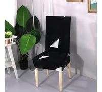 Housse de Chaise Triangle Noir Blanc Housse de Chaise Salle à Manger Spandex Extensible House de Chaise à Manger Amovible Lavable Housses de Chaises Universel pour Mariage,Cuisine 4 Pièces