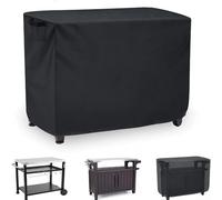 Housse de chariot de préparation d'extérieur pour table de four à pizza | Protection mobile pour barbecue | Oxford 420D imperméable et coupe-vent avec cordon de serrage | Noir (140 x 61 x 81 cm)