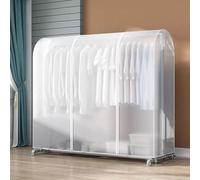 Housse de cintre double couche en PEVA, hauteur supplémentaire 150/180/200 cm, housse anti-poussière avec fermeture éclair, housse de tringle for manteaux, costumes, robes(160x50x180cm)