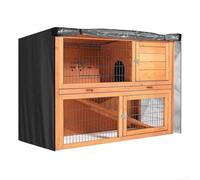 Housse de clapier à lapin pour double clapier extérieur - Accès à fermeture éclair pour clapiers de 122 x 50 x 104 cm (L x l x H) - Tissu enduit d'eau avec trous de ventilation - Noir (210D 122 x 50 x