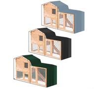 Housse de clapier triangulaire avec fermetures éclair coupe-vent pour plus de sécurité pour animaux domestiques d'intérieur (vert, 180 x 52 x 86 cm)