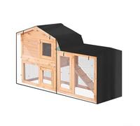 Housse de clapier triangulaire en tissu Oxford 210D résistant aux intempéries avec ourlet réglable pour intérieur et extérieur (noir, 180 x 52 x 86 cm)