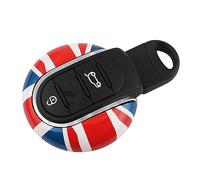 Housse de clé de Voiture Coque de clé Porte-clés Compatible avec Mini Cooper Après 2014 Troisième Génération Série F F54 F55 F56 F57 F60 PJ01 (Coque de clé Type B, Union Jack Rouge)