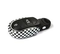 Housse de clé de Voiture Coque de clé Porte-clés Compatible avec Mini Cooper Après 2014 Troisième Génération Série F F54 F55 F56 F57 F60 PJ01 (Coque de clé Type A, Damier)