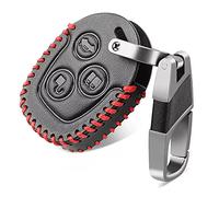 Housse de clé de Voiture en Cuir télécommande Porte-clés 3 Boutons pour Ford Focus mk2 Fiesta MK7 Mk5 Mk6 Fusion Mondeo Mk3 Transit StreetKa