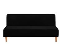 Housse De Clic-clac 3 Places Velours Housse De Canapé-lit Pliable sans Accoudoirs Housse De Futon Canapé Housse De Coussin D'assise De Grand Canapé (Noir)