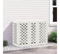 vidaXL Housse de climatiseur Blanc 110 x 50 x 80 cm Acier, Housse de climatiseur, rectangulaire, Look Moderne, Robuste Protection extérieure, Essentiel pour terrasse, été