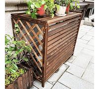 Housse de climatisation en bois massif et support de fleurs pour extérieur, brise-vue et étagère décorative pour balcon, design fermé élégant, parfait pour les plantes et la décoration extérieure
