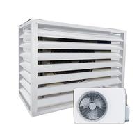 Housse de climatiseur d'extérieur à grain de bois - Boîtier pour mini unité AC divisée, blanc plat, 109,2 x 61 x 78,7 cm - Conception résistante aux intempéries, sans haut, s'adapte à la plupart des