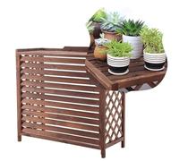 Housse de climatiseur d'extérieur avec support en bois résistant aux intempéries et respirant pour la dissipation de la chaleur Protection extérieure durable Ajustement universel Installation facile