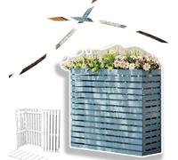 Housse de climatiseur d'extérieur et bois massif - Grand support de poubelle fermé bleu pour jardin, balcon et cour - Décoratif et fonctionnel